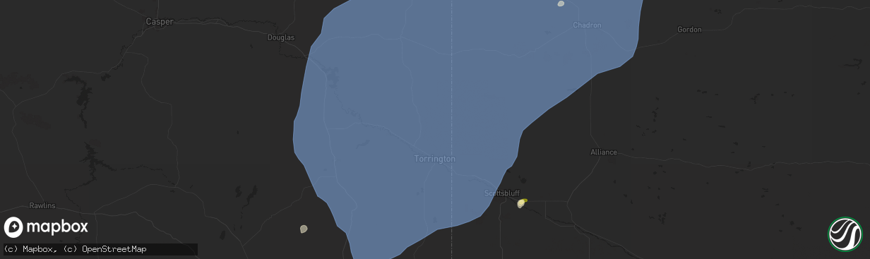 Hail map in Torrington, WY on July 27, 2024