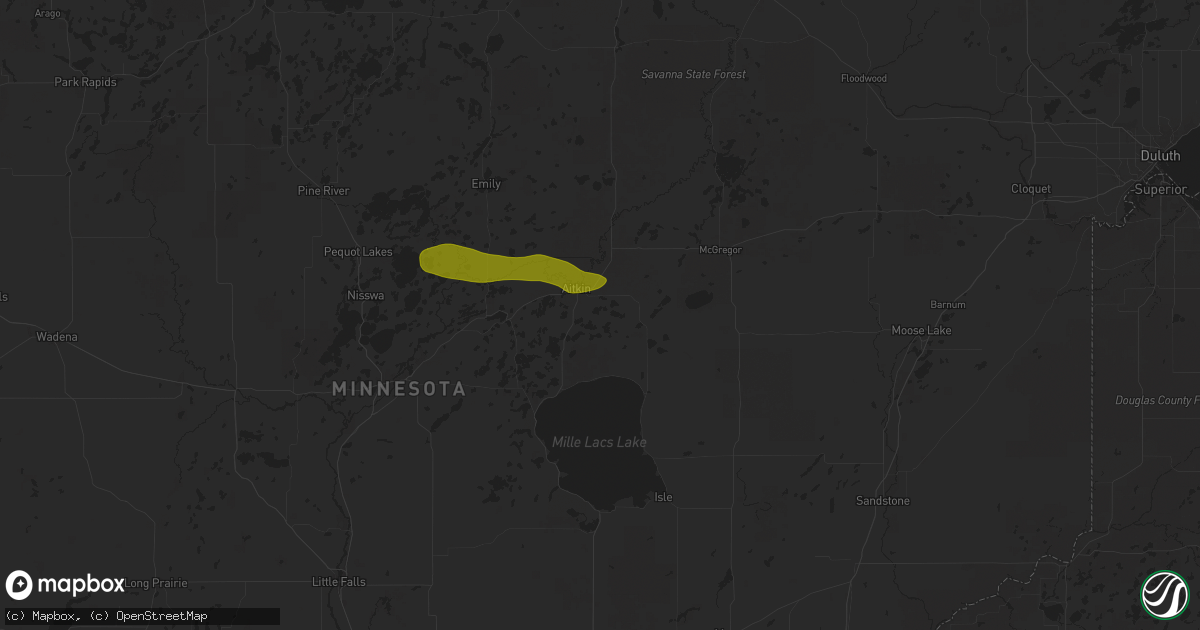 Hail map in Aitkin, MN on July 27, 2025