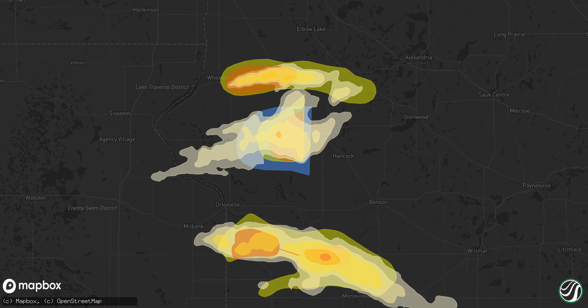 Hail map in Alberta, MN on July 27, 2025