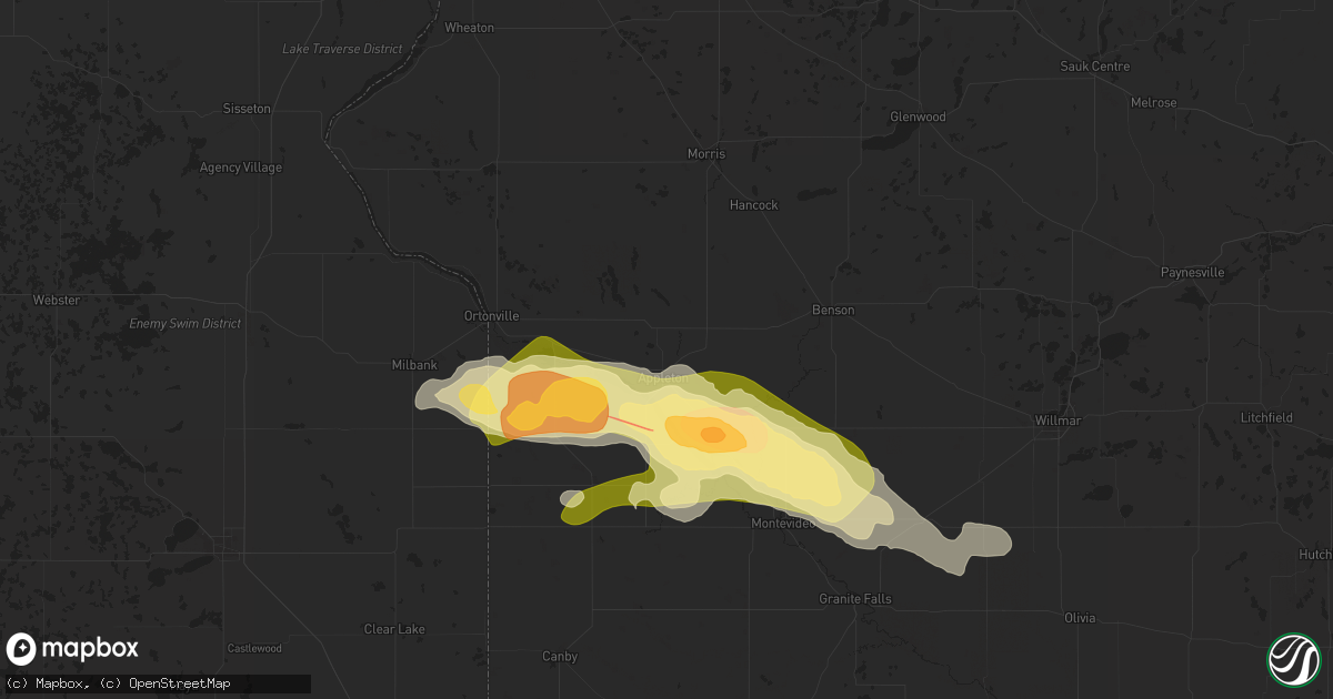 Hail map in Appleton, MN on July 27, 2025