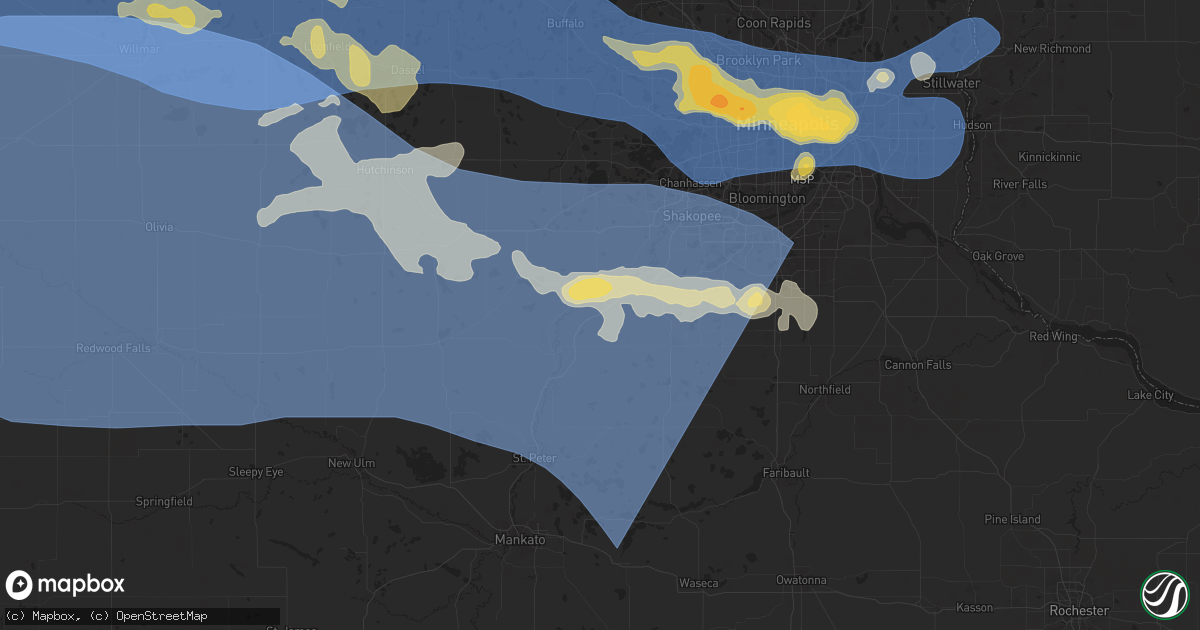 Hail map in Belle Plaine, MN on July 27, 2025