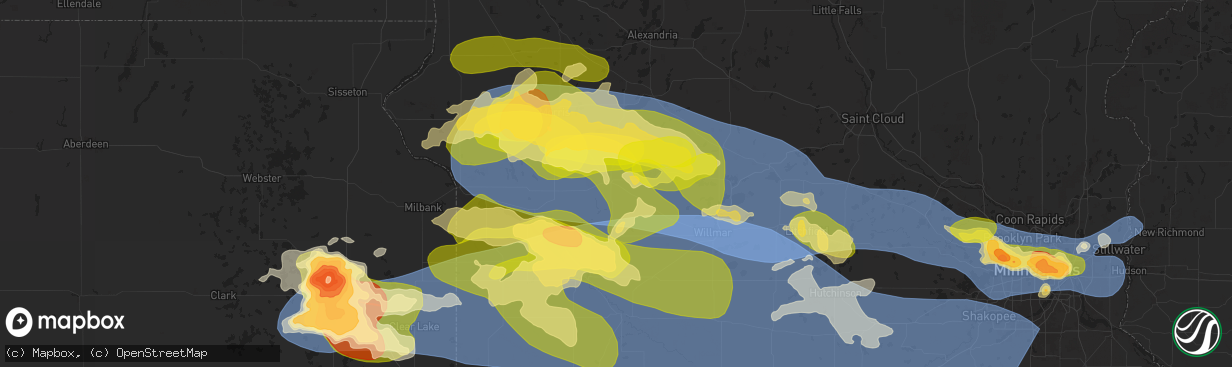 Hail map in Benson, MN on July 27, 2025