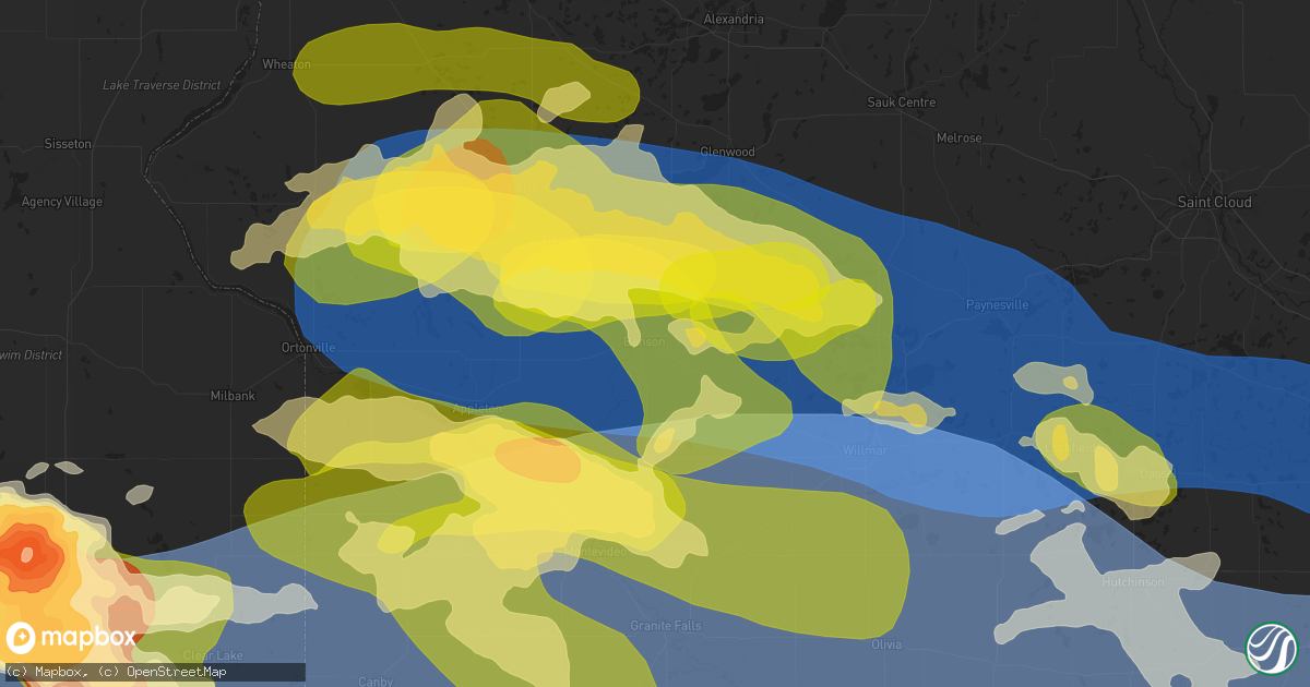 Hail map in Benson, MN on July 27, 2025