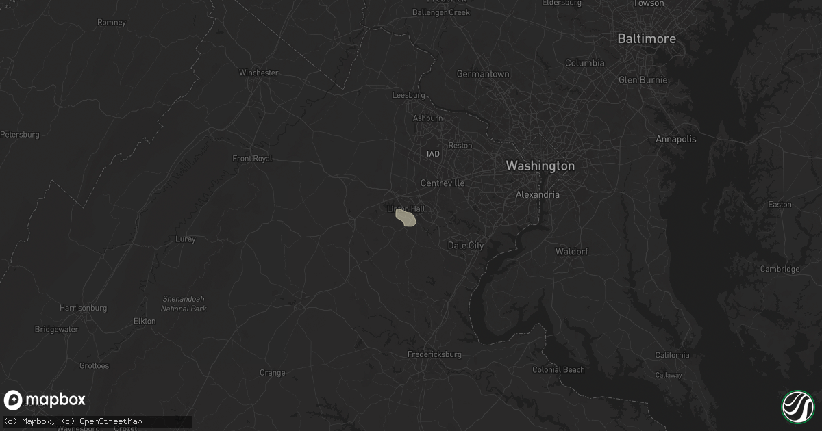 Hail map in Bristow, VA on July 27, 2025