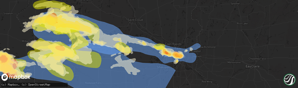 Hail map in Buffalo, MN on July 27, 2025