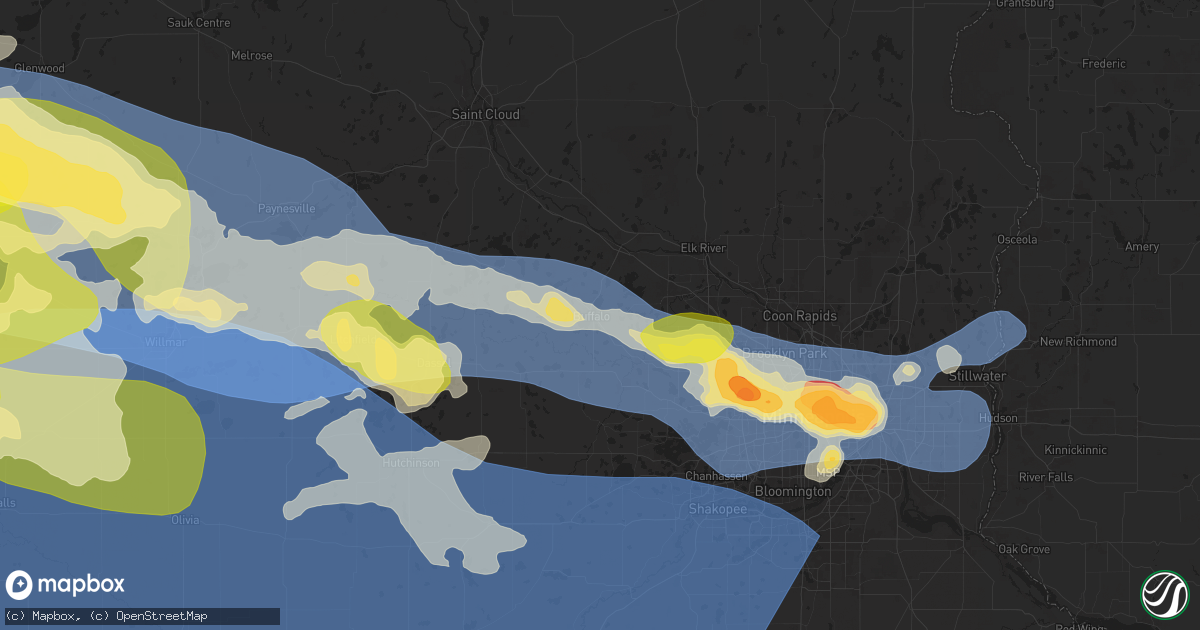 Hail map in Buffalo, MN on July 27, 2025