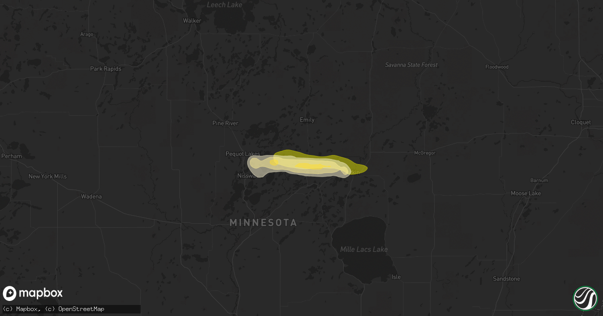 Hail map in Crosby, MN on July 27, 2025
