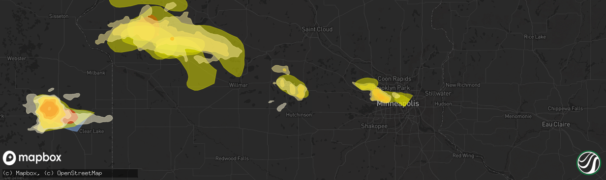 Hail map in Dassel, MN on July 27, 2025
