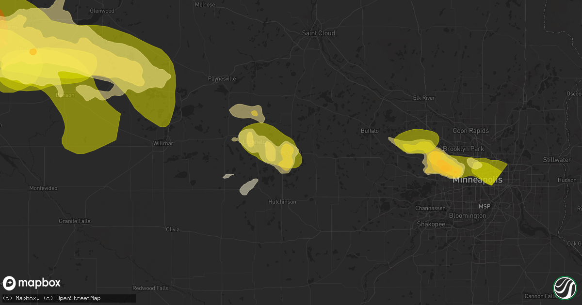 Hail map in Dassel, MN on July 27, 2025
