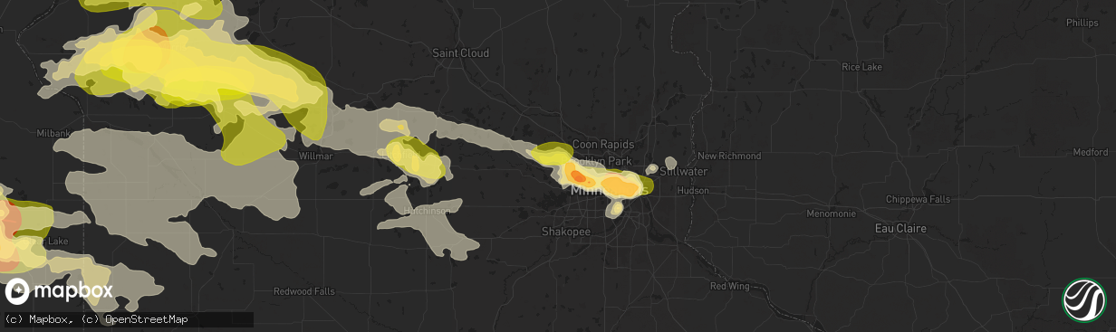 Hail map in Hamel, MN on July 27, 2025