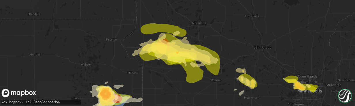 Hail map in Hancock, MN on July 27, 2025