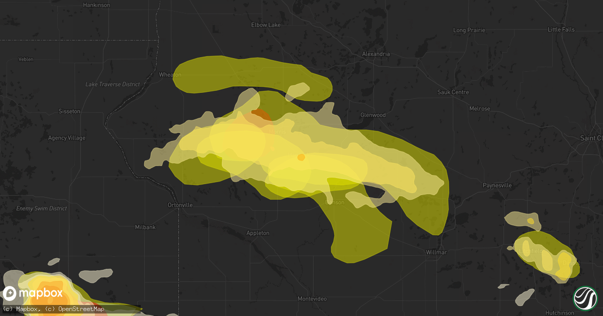 Hail map in Hancock, MN on July 27, 2025