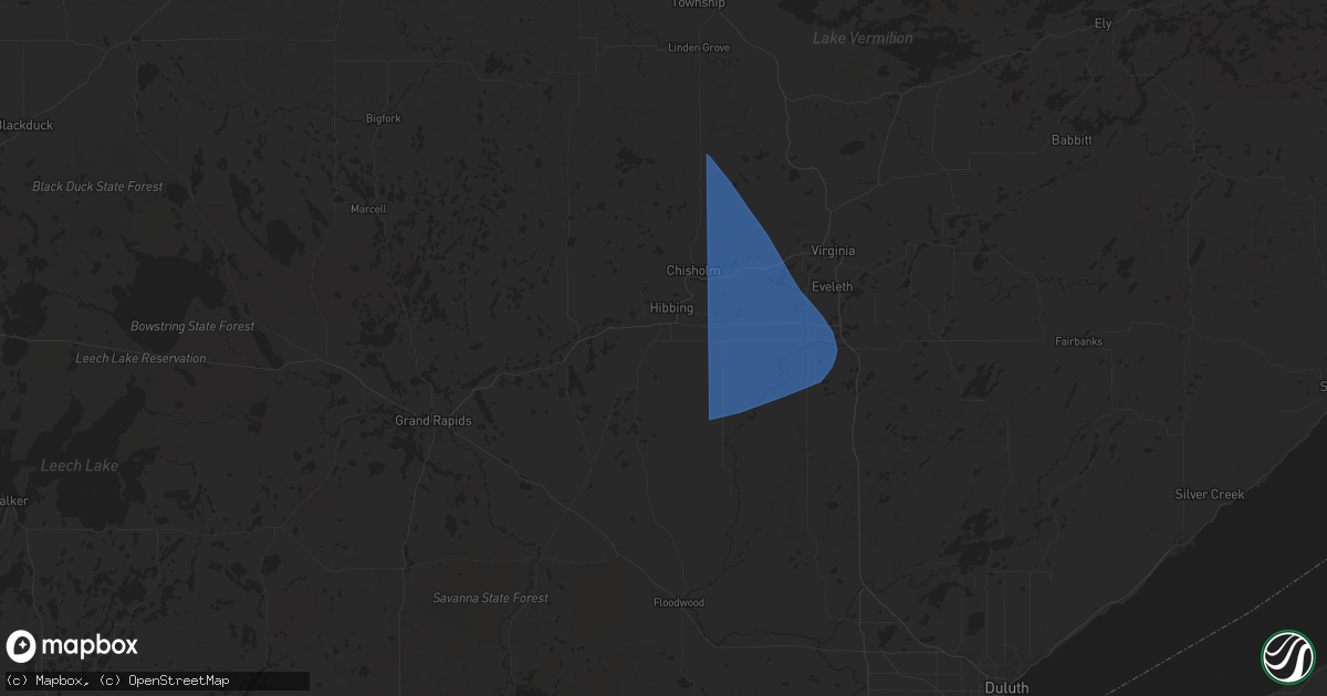 Hail map in Hibbing, MN on July 27, 2025