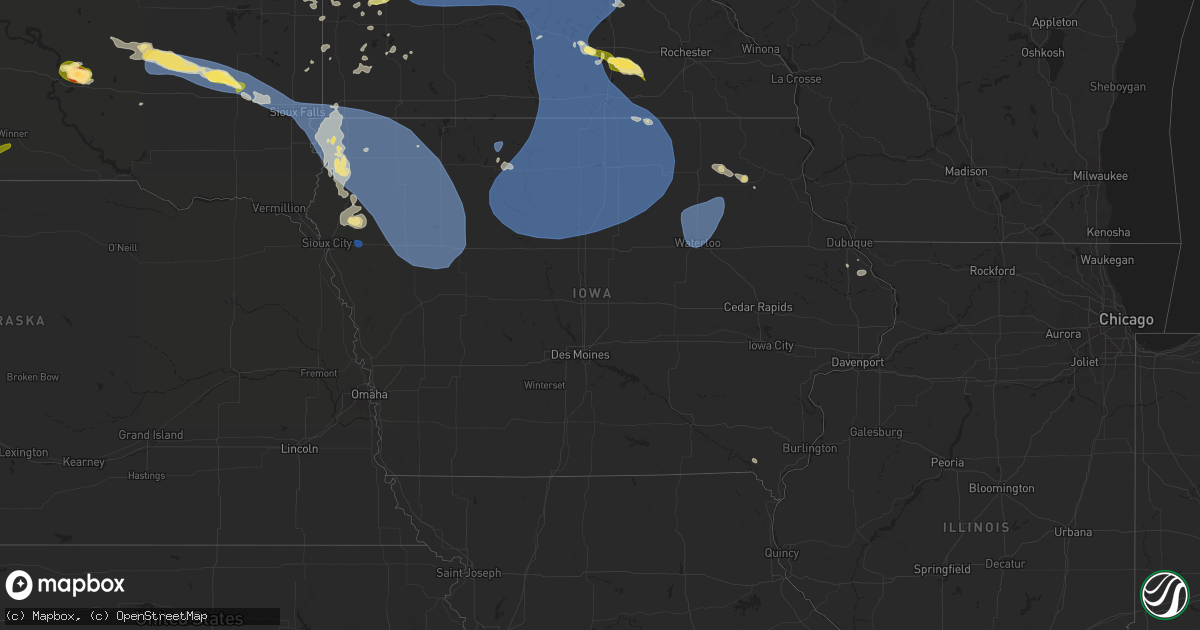 Hail map in Iowa on July 27, 2025