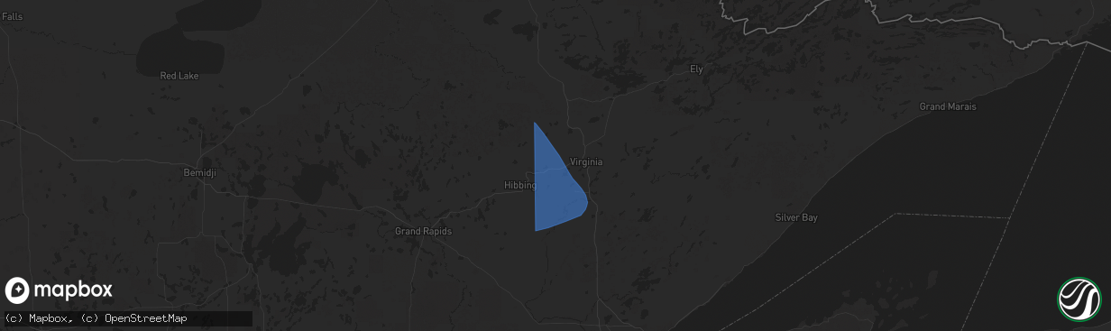 Hail map in Kinney, MN on July 27, 2025