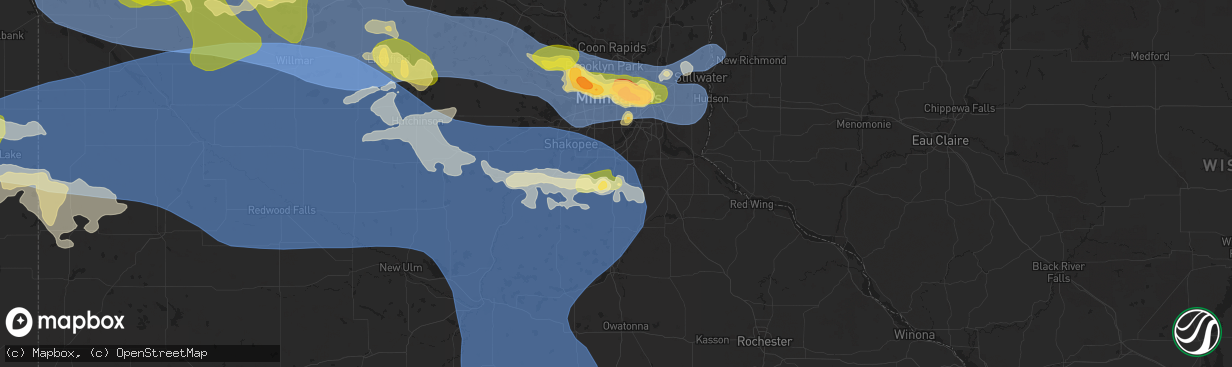 Hail map in Lakeville, MN on July 27, 2025