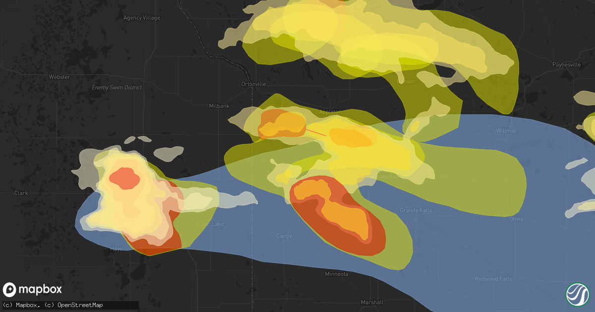 Hail map in Madison, MN on July 27, 2025
