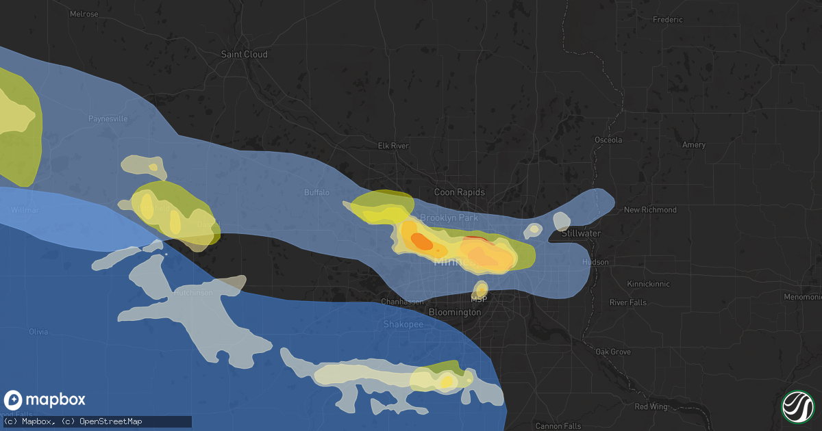 Hail map in Maple Grove, MN on July 27, 2025