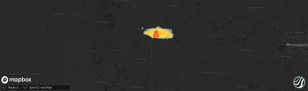 Hail map in Marietta, MN on July 27, 2025
