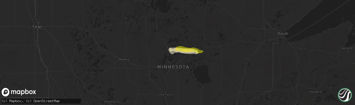 Hail map in Merrifield, MN on July 27, 2025
