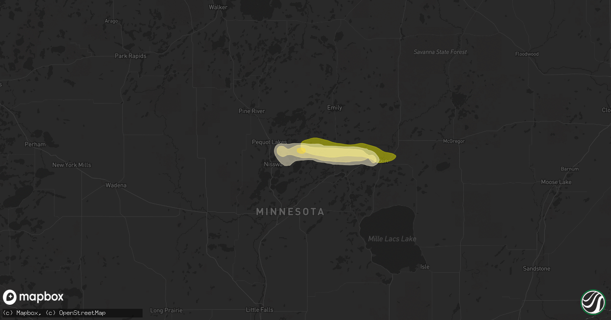 Hail map in Merrifield, MN on July 27, 2025