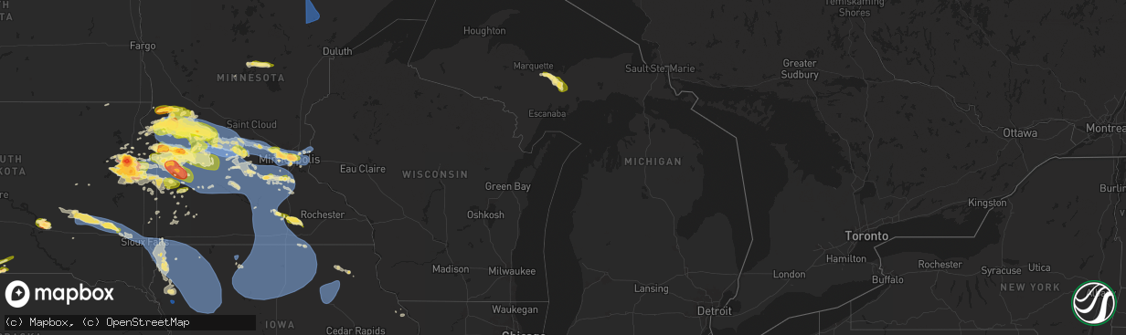 Hail map in Michigan on July 27, 2025