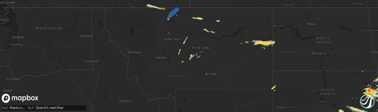 Hail map in Montana on July 27, 2025