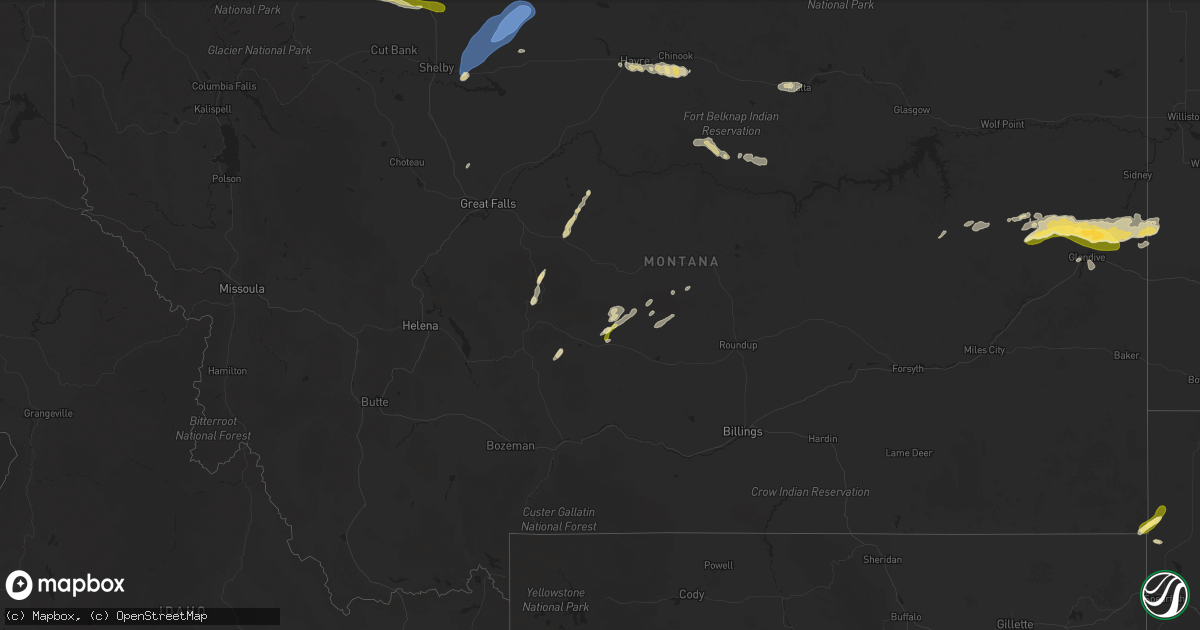 Hail map in Montana on July 27, 2025