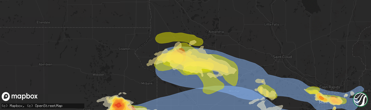 Hail map in Morris, MN on July 27, 2025