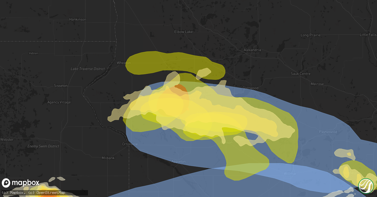 Hail map in Morris, MN on July 27, 2025