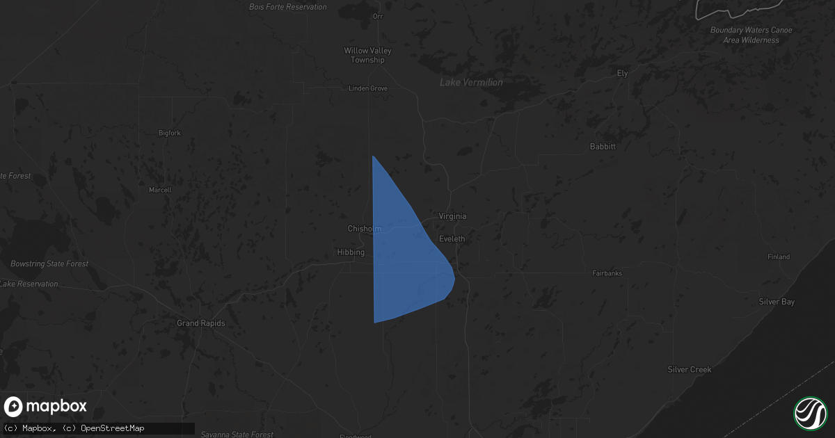 Hail map in Mountain Iron, MN on July 27, 2025
