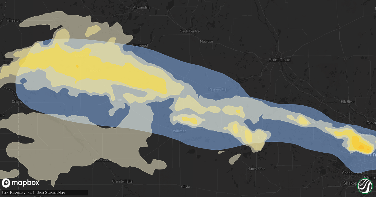 Hail map in New London, MN on July 27, 2025