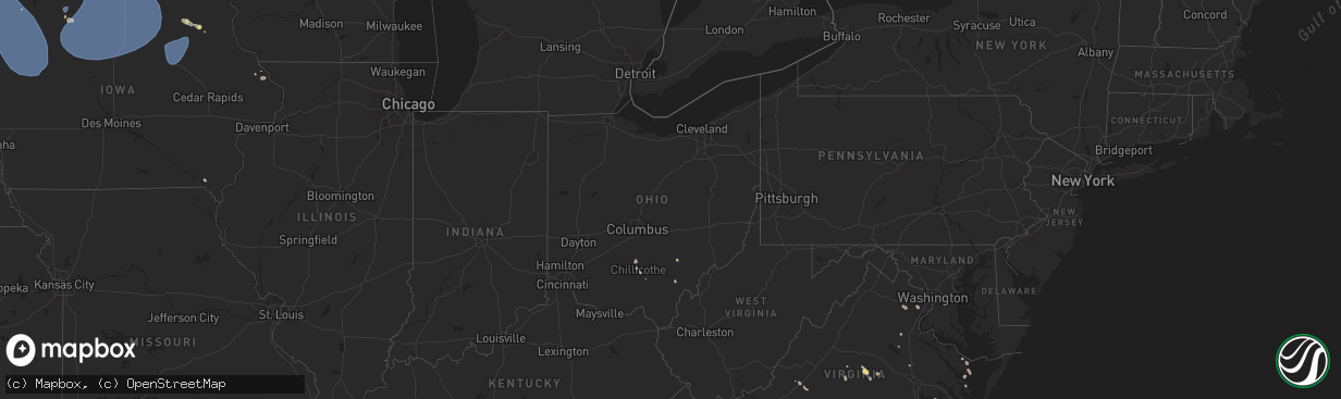 Hail map in Ohio on July 27, 2025