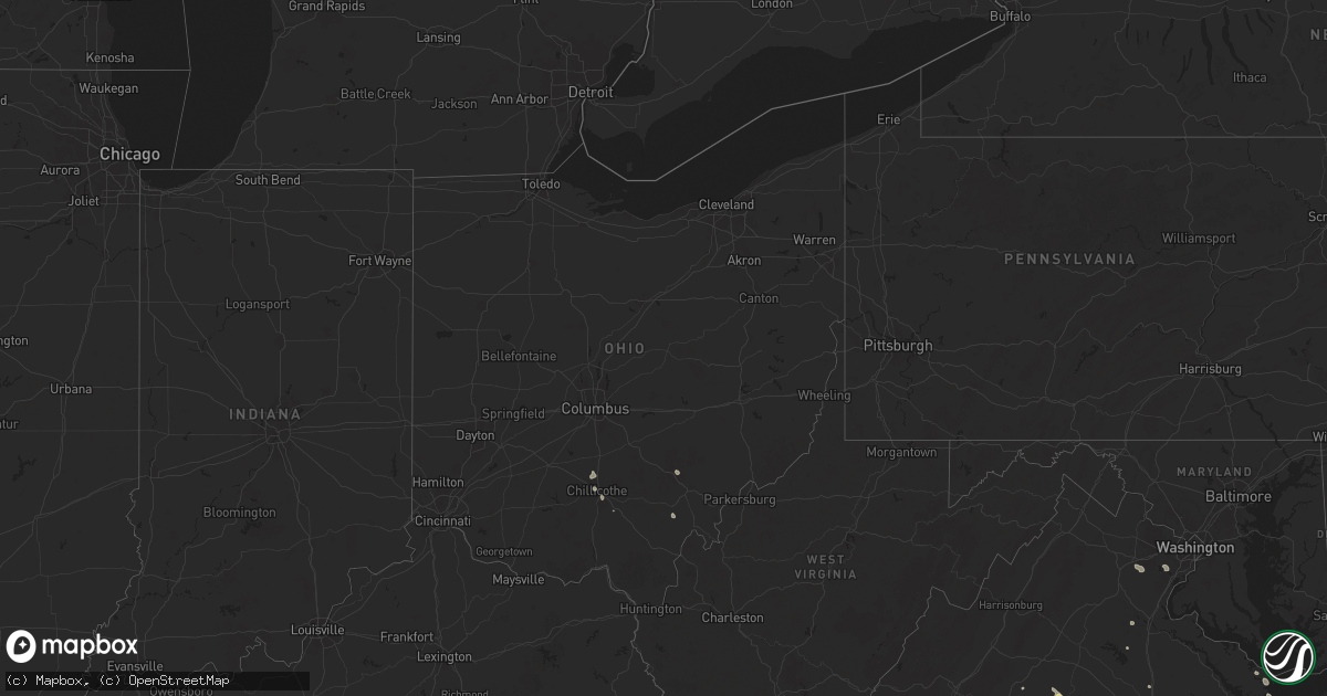 Hail map in Ohio on July 27, 2025