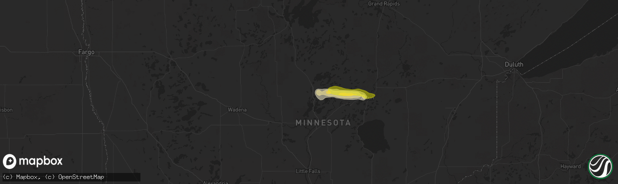 Hail map in Pequot Lakes, MN on July 27, 2025