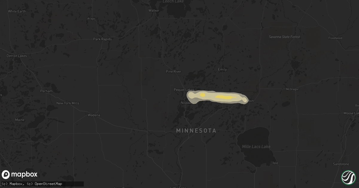 Hail map in Pequot Lakes, MN on July 27, 2025