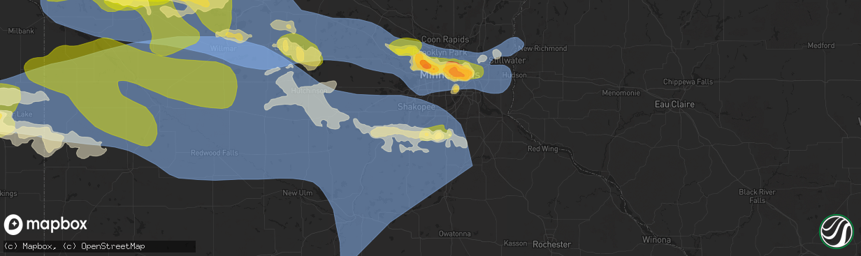 Hail map in Prior Lake, MN on July 27, 2025