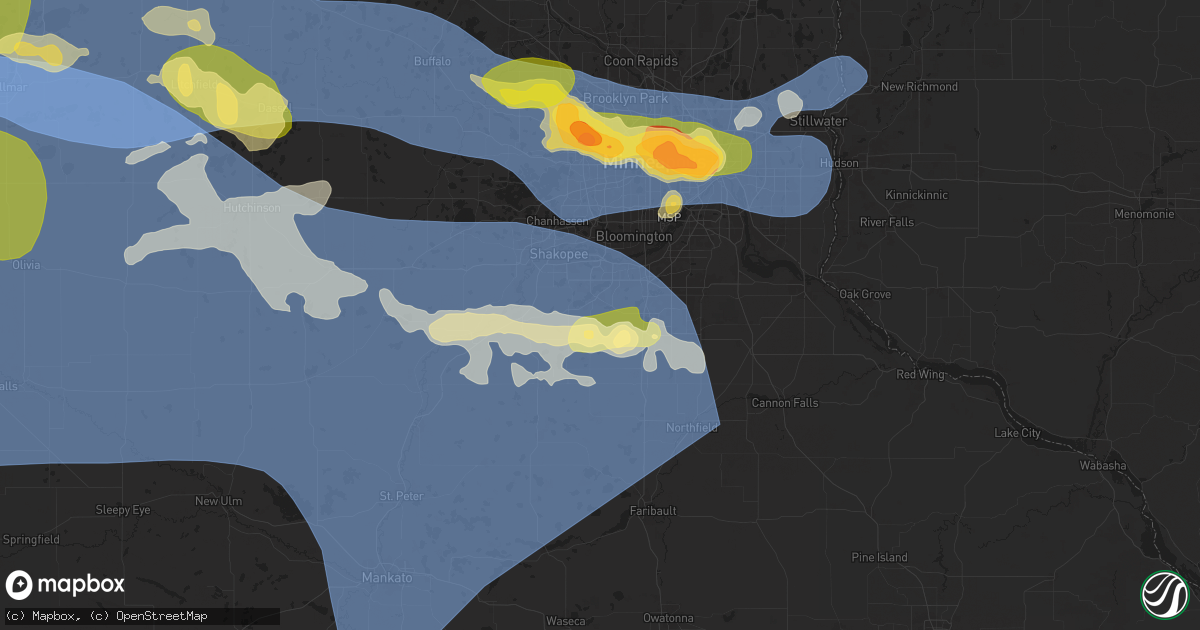 Hail map in Prior Lake, MN on July 27, 2025