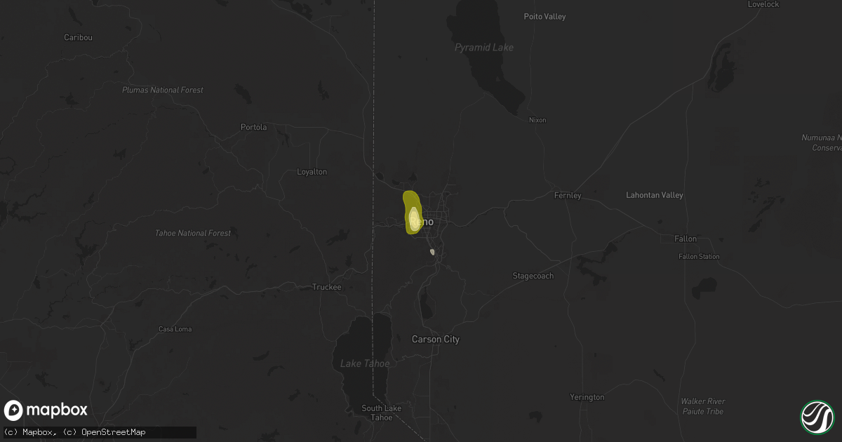 Hail map in Reno, NV on July 27, 2025
