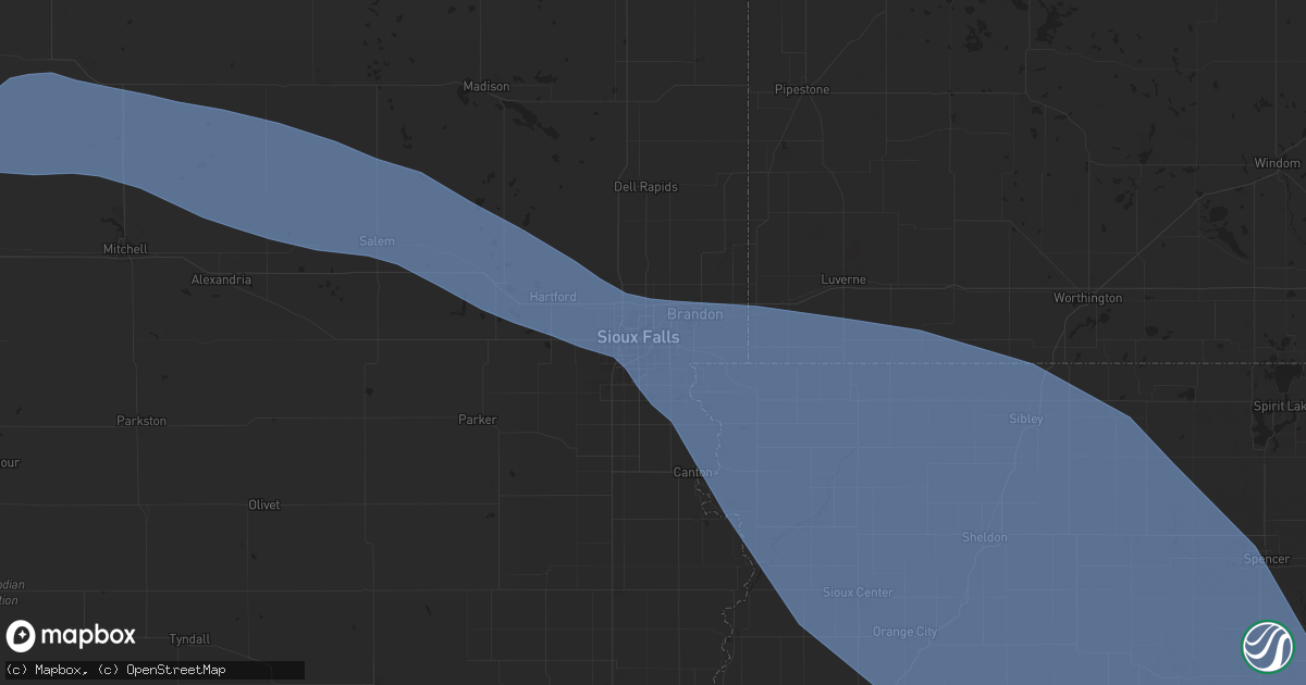 Hail map in Sioux Falls, SD on July 27, 2025