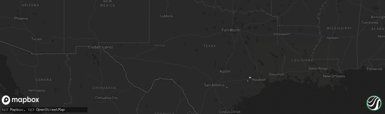 Hail map in Texas on July 27, 2025
