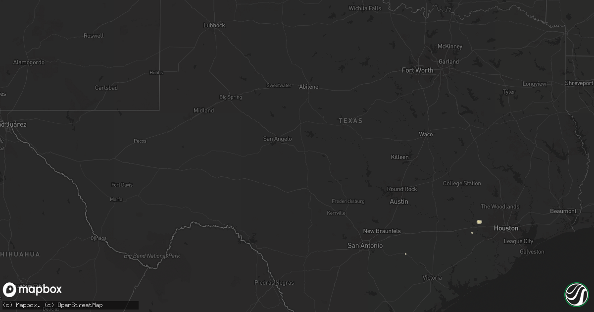 Hail map in Texas on July 27, 2025