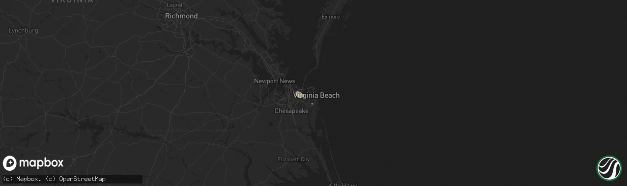 Hail map in Virginia Beach, VA on July 27, 2025