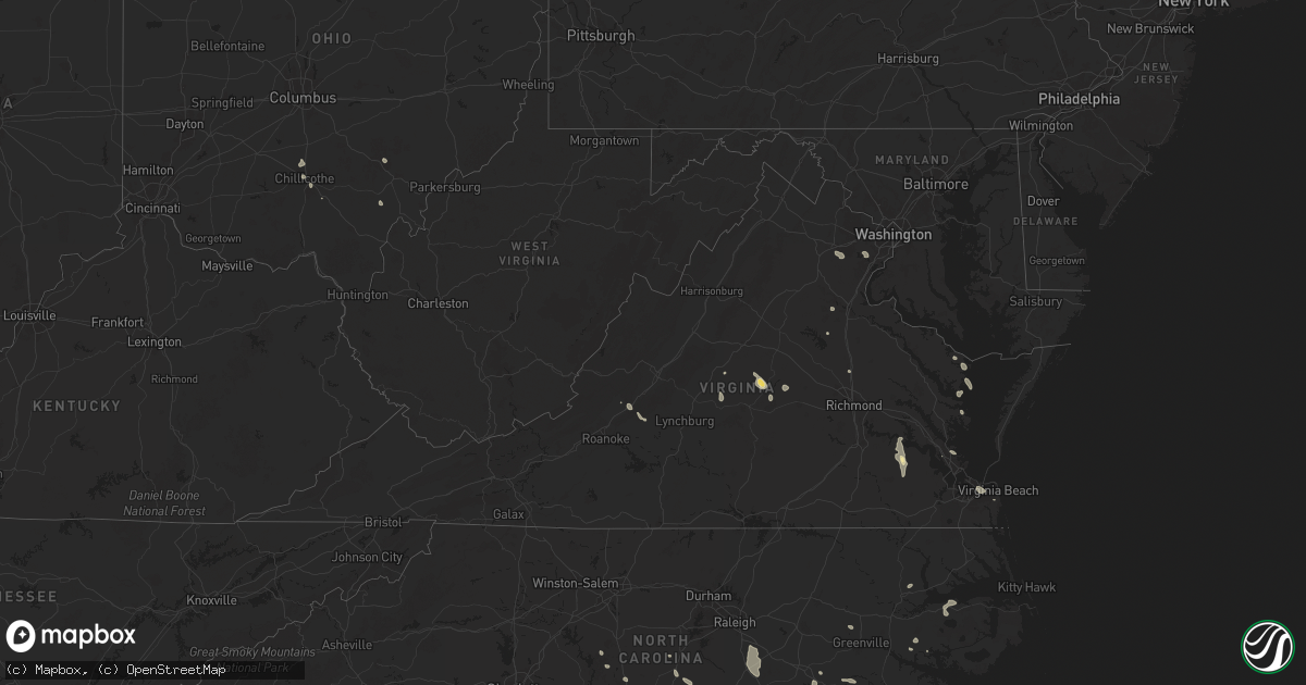 Hail map in Virginia on July 27, 2025