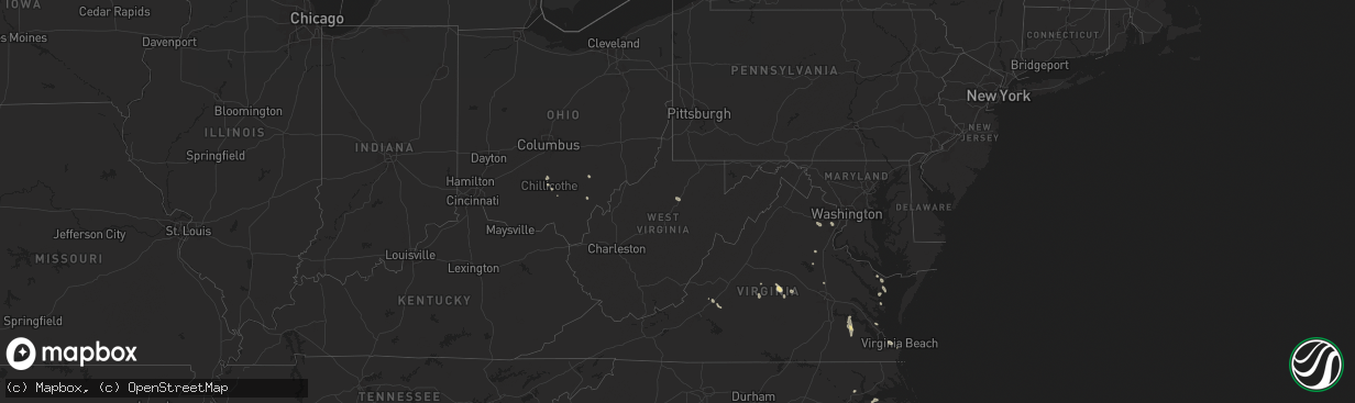 Hail map in West Virginia on July 27, 2025