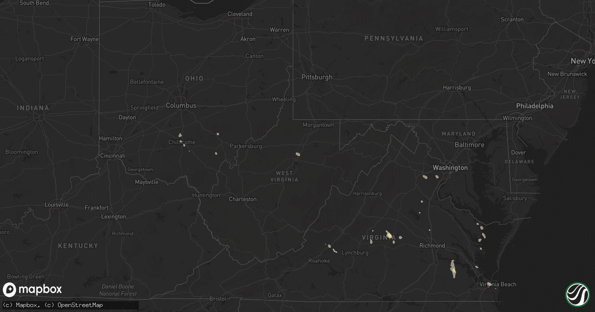 Hail map in West Virginia on July 27, 2025