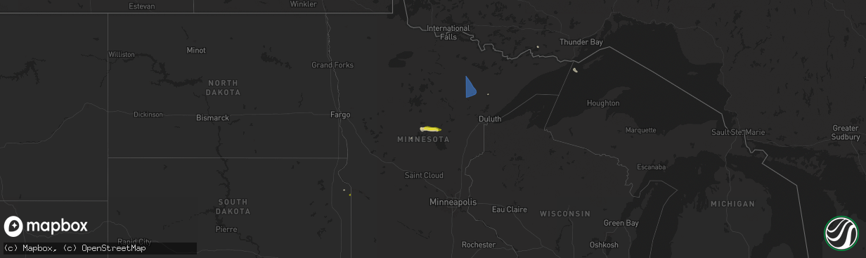 Hail map on July 27, 2025
