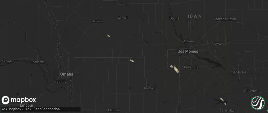 Hail map in Adair, IA on July 27, 2026