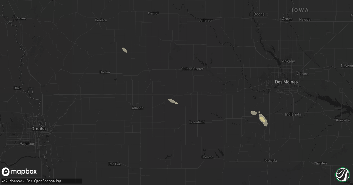Hail map in Adair, IA on July 27, 2026