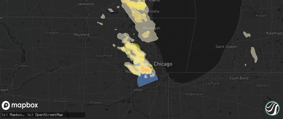 Hail map in Addison, IL on July 27, 2026